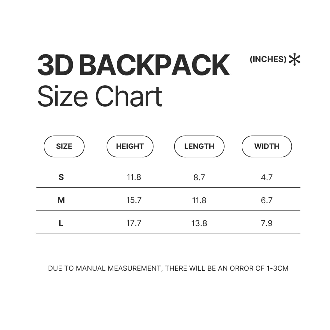 3D Backpack Size Chart - Cookie Run Kingdom Shop