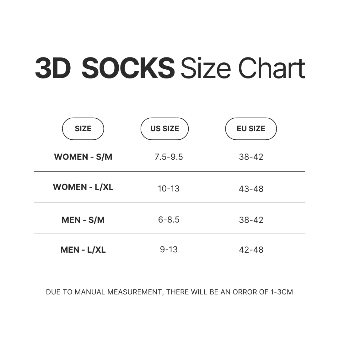 3D Socks Size Chart - Cookie Run Kingdom Shop