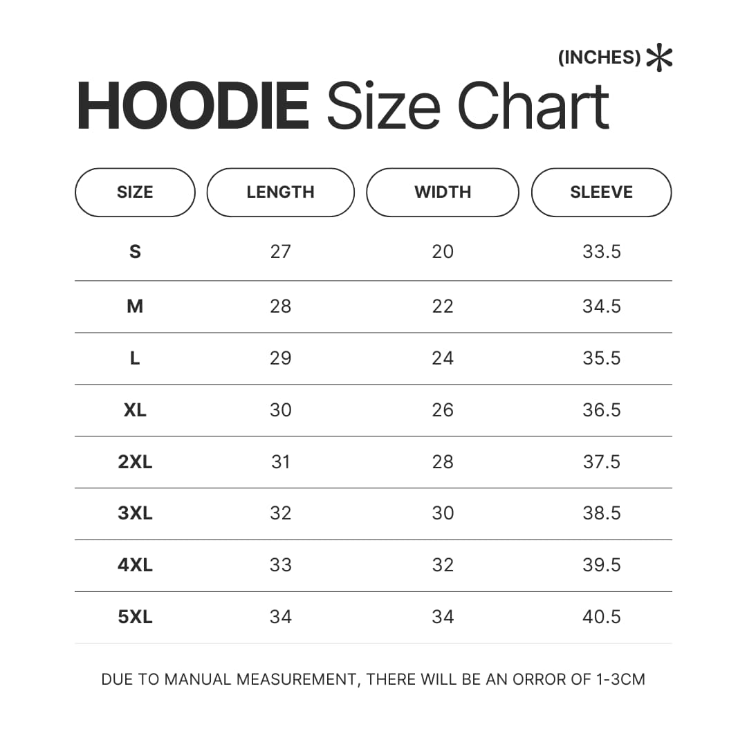 Hoodie Size Chart - Cookie Run Kingdom Shop