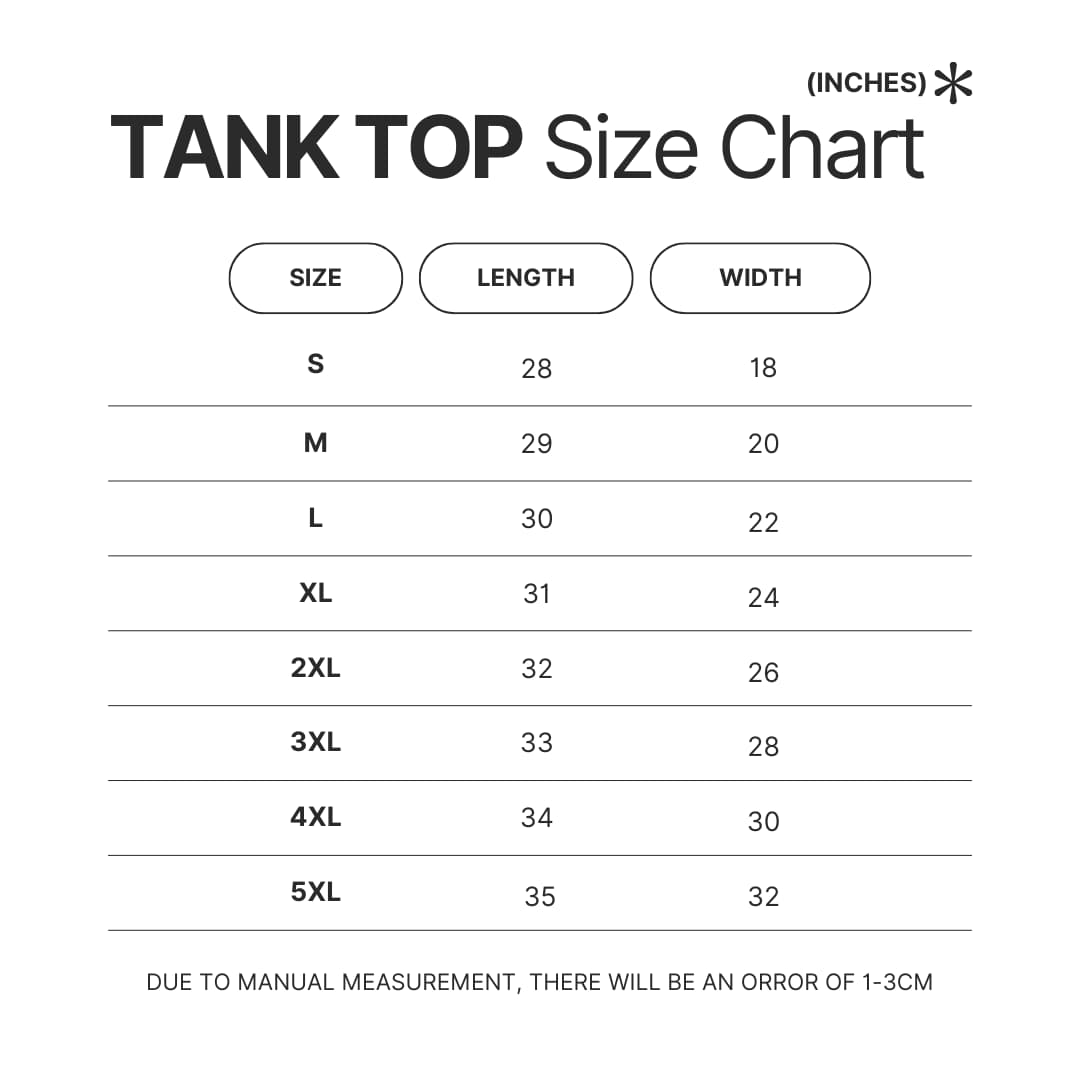 Tank Top Size Chart - Cookie Run Kingdom Shop