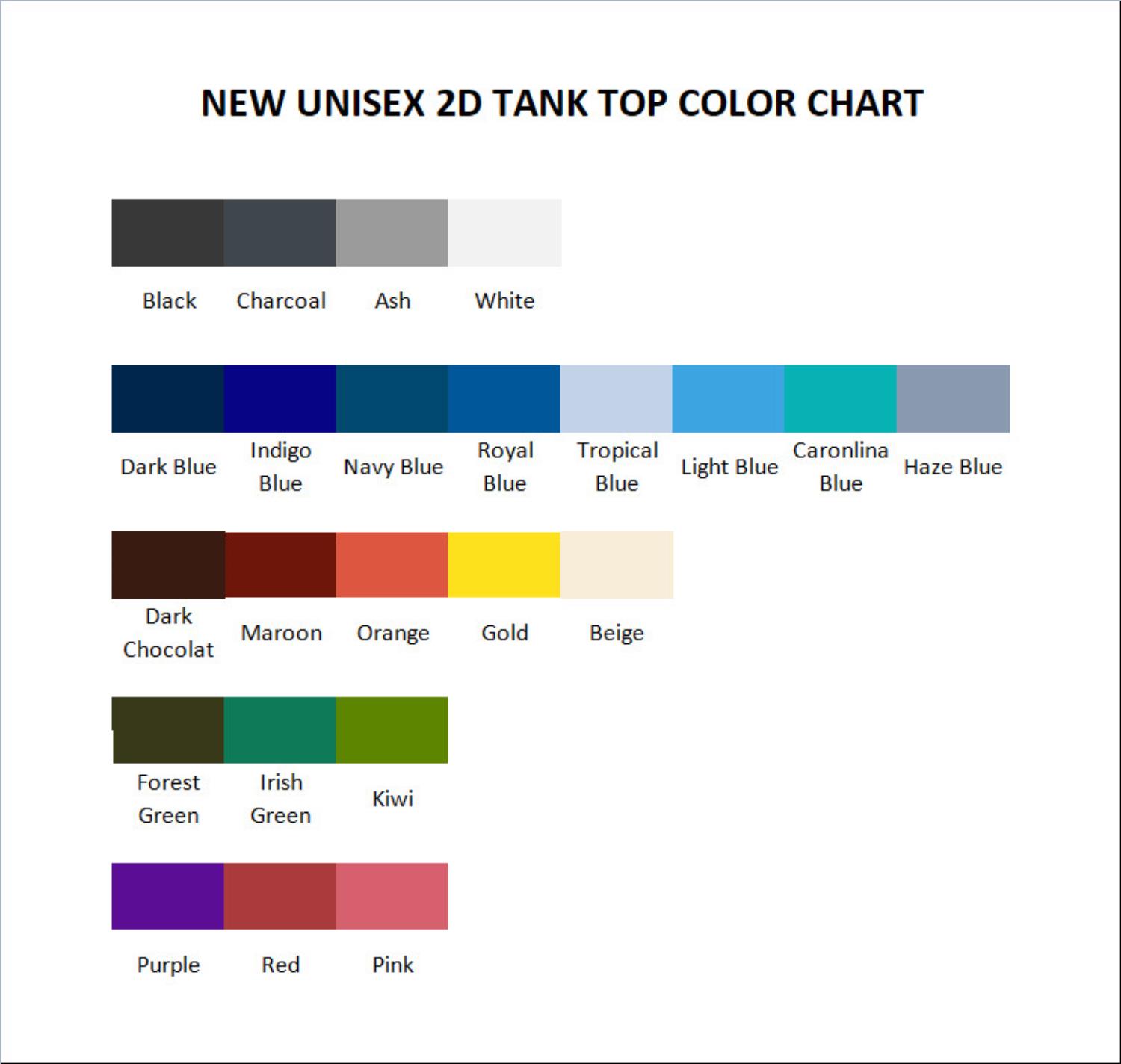 tank top color chart - Cookie Run Kingdom Shop