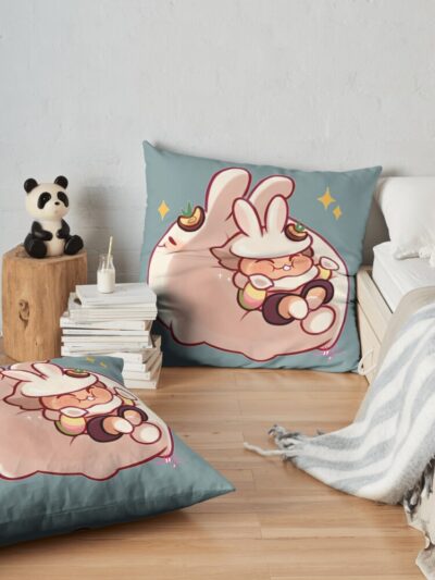 Funny Moon Rabbit Cookie Run Kingdom Throw Pillow Official Cookie Run Kingdom Merch